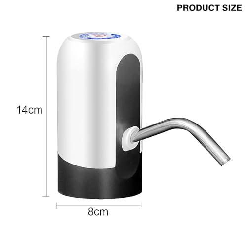 Image of Sulfar USB Charging Automatic Stainless-Steel Plastic Drinking Portable Electric Switch Water Dispenser for Universal 5 Gallon Bottle (7.5x13 cm) Black & White, 6 Liters