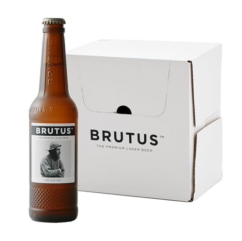 Brutus Cerveza, Pack de 12 Botellas x 33 cl, Cerveza Lager Ligera y Suave, Sabor Premium, Cerveza 0,5% Vol Alcohol