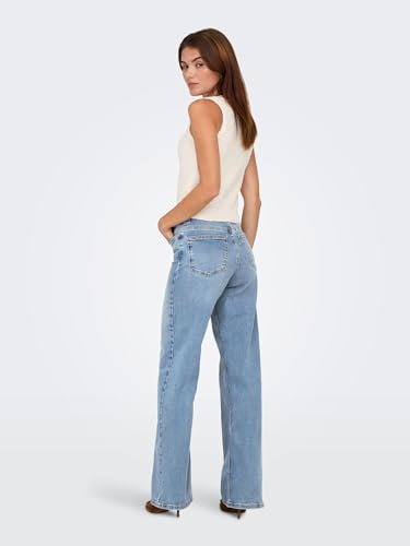 Jean Only Onlmadison Blush bleu denim large taille haute - 5
