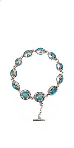 Image of Blue Sea Stone Bracelet for Women and Girls Fashion Silver Charm latest stylish Bracelets for Women and Girls