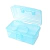 BangQiao Multipurpose Plastic Art and Craft Supply Storage Container Bin Case with Removable Tray and Handle, First Aid Box Organizer, Clear&Blue #2