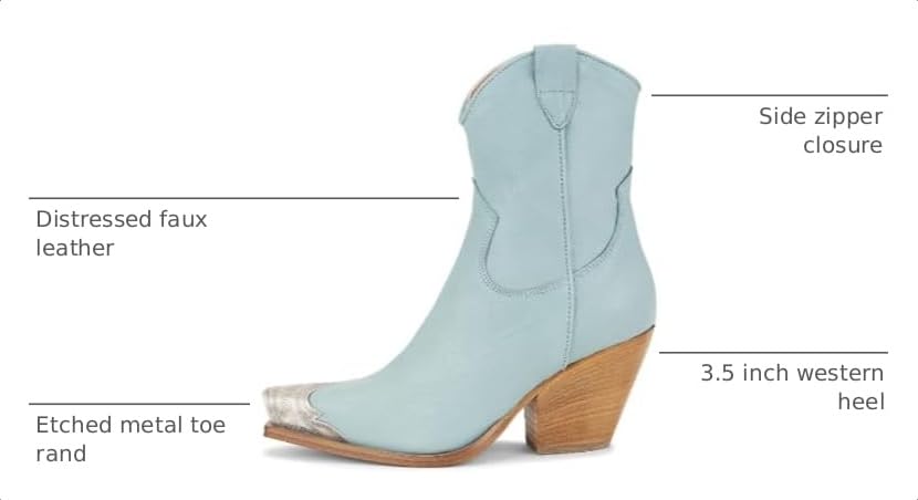 Image of keleimusi Women's Western Cowgirl Ankle Boots Stacked Block Heel Cowboy Booties Steel Toe Heeled Short Cowboy Boots Western Booties