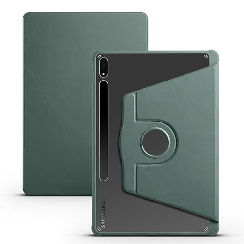 Coque rotative 360 pour Galaxy Tab S8+ vert foncé idéale pour le télétravail