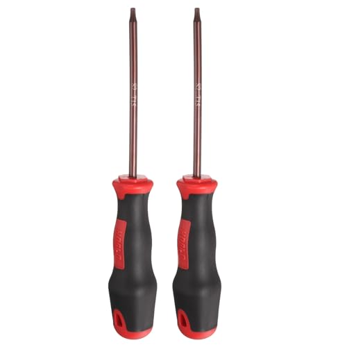 Image of sourcing map 2pcs T15 Torx Screwdriver 7.87" Magnetic Screwdrivers 3.94" Heat-Treated S2 Alloy Steel with Ergonomic Handle for DIY Repairing, Red Brown