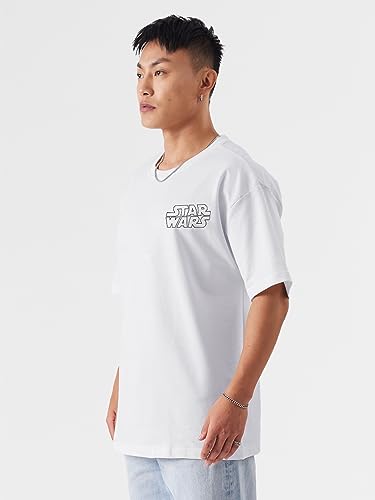 Image of The Souled Store Official Star Wars: Rule The Galaxy Mens and Boys Graphic Printed Cotton Oversized T-Shirts White