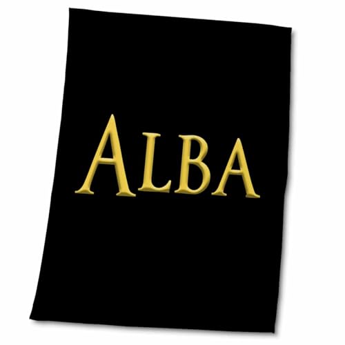 3dRose 22x30 Bath Hand Pool Towel - Alba Popular Baby Girl Name in The USA. Yellow on Black Amulet Alexis Design - Popular Female Names in USA