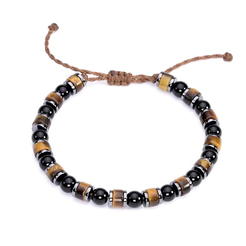 Pulsera Triple Protección con Ojo de Tigre y Ónix negro miniatura 1