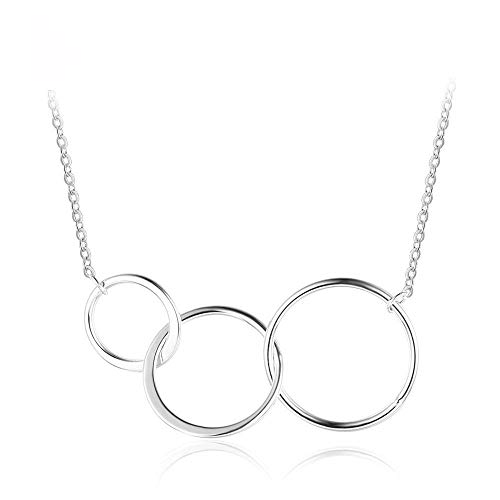 Collar con colgante redondo de Plata de Ley 925 para mujer, collares de Triple círculo, joyería fina para cumpleaños