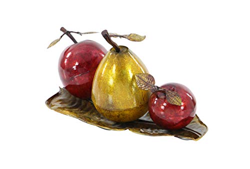 Deco 79 Metal Fruit Decorative Sculpture With Platter, 19" X 10" X 9", Red #TOP6