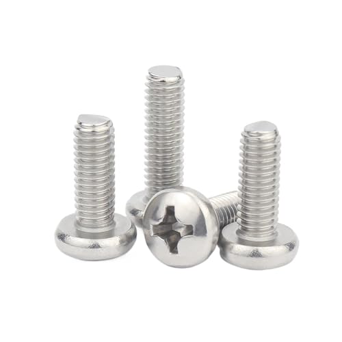 M1 M1.2 M1.6 M2 M2.5 M3 M4 M5 M6 M8 304 Stainless Steel Round Pan Head Machine Screw Button Cap Cross Bolt(6mm,M1.6 (100pcs))