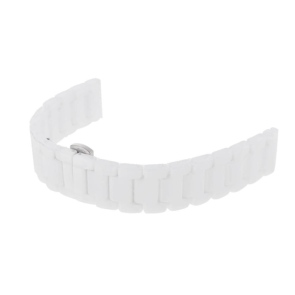 1x Reemplazo de Correa de Eslabones de Cerámica para Relojes Hebilla de Material Acero Inoxidable Hebilla Blanca