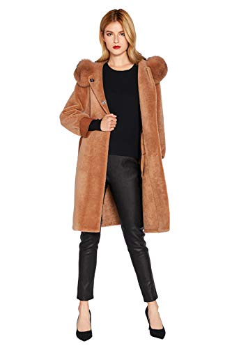 Women’s Lamb Shearling Teddy Real Fur Coat Warm Winter Coat With Hood Smartuniversewear (Coffee, X-Small) #TOP2
