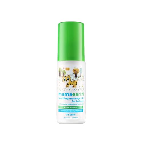 Mamaearth Soothing Massage Oil for Babies with Sesame, Almond & Jojoba Oil 3.38 Fl Oz/100ml