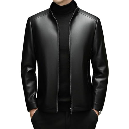 Veste homme en cuir synthétique chic avec col montant doublé