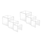 HESIN 2 Sets Clear Acrylic Display Risers for Funko Lego POP Figures Cupcake Stand Hoder Shop Retail Bridge Rack 3inch,4inch,5inch (2 Set)
