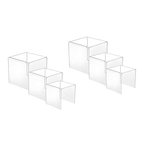 HESIN 2 Sets Clear Acrylic Display Stand for POP Figures Cupcake Risers Hoder Shop Retail Bridge Rack 3inch,4inch,5inch