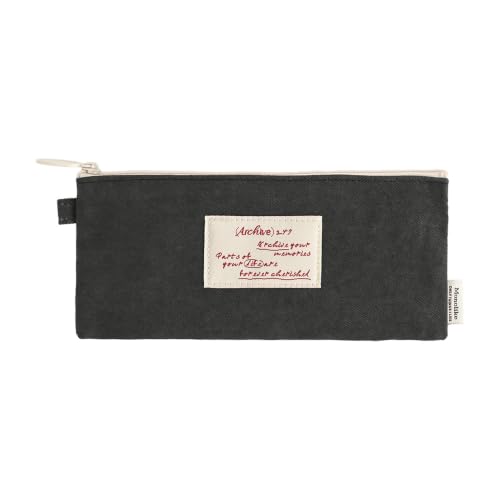Image of Monolike Archive247 Faded Pencil Case, Dark Gray - Classic Muted Tone Desk Organizer, Vintage Minimalist Writing Instrument Pouch