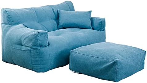 HWOEK Bean Bag Chair Covers for Adults,Teens, Fine-Staple Cotton Bean Bag Sofa Cover Only Without Filling-Memory Foam&Stuffed Animal Storage 115x74x63cm,Sky Blue