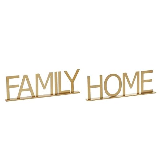 Deco 79 Metal Family, Home Decorative Sign, Set of 2 10", 10"W, Gold
