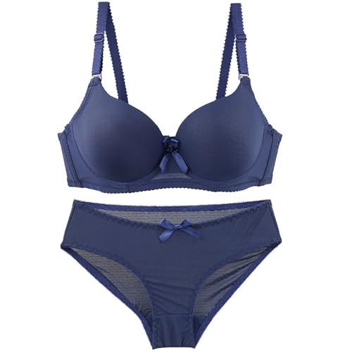 Royal Blue Teen Girls Matching Bras Lingeries Sets for Women Plus Size Sexy Seamless Wireless Basic Sets 2026 Clothing Fashion M