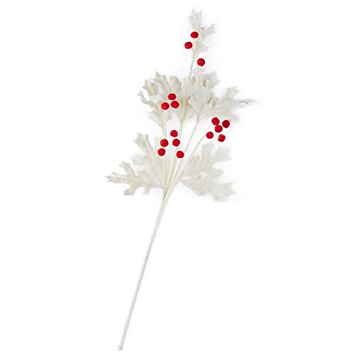 Factory Direct Craft Sparkling White Oak Leaf Spray with Red Berries | For Indoor Decor