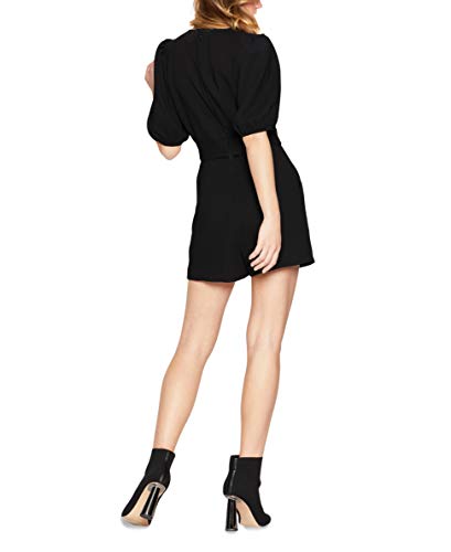 Bcbgeneration Women's Puff Sleeve Belted Woven Romper, Black, 2 #TOP4