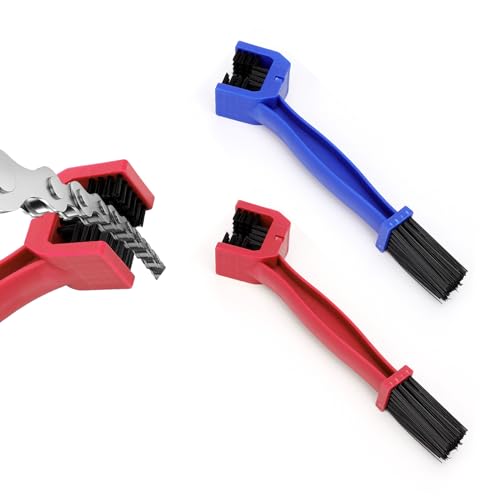 Ziciner 2 PCS Bike or Motorcycle Chain Washer, Motorcycle Chain Gear Dirt Clean Brushes, Universal Bicycle Chain Cleaning Brush Tool for Mountain Bike Heavy Duty Motorcycle (1 Red+ 1 Blue)