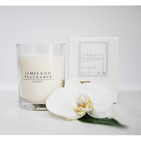 James & Co No.1 White (Wild Flower, Cotton & Lilac) 9oz Natural Scented Glass Candle - Up to 35 Hours Burn Time Cover