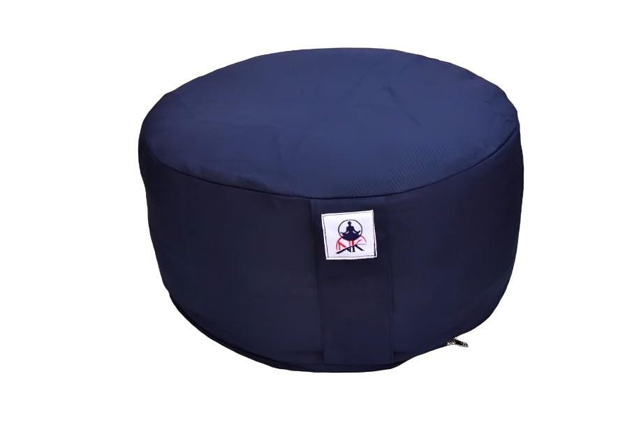 Meditation Cushion Zafu Yoga Floor Pillow Seat Posture Support Cotton Filled Large Round Cushion with Removable Washable Cover + Carry Handle | Color Blue