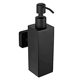WOMAO Dispensador de jabón Cuadrado, dispensador de champú de Acero Inoxidable, dispensador para champú de jabón líquido, Montaje en Pared de Estilo Americano con Acabado en Negro para baño