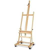CAFIEDR Studio Easel Wooden Artist Display Painting Stand Easel Large Beech Studio Easel Professional Art Painting Poster Display Stand Adjustable Craft Workstation (Wood With wheel)