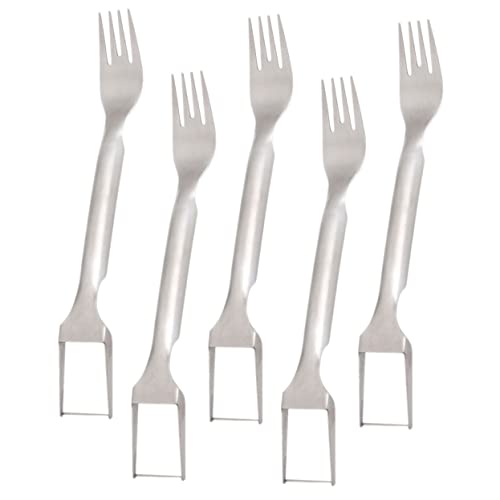 SOLUSTRE 5pcs Stainless Steel Fruit Fork Cutter Watermelon Gadget Dessert Fork Watermelon Slicers Fruit Splitting Tool Stainless Steel Silver
