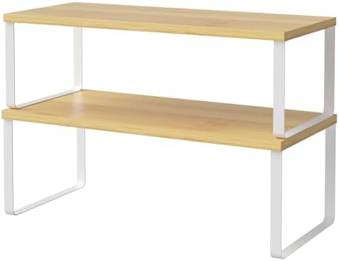 NEX Bamboo Cabinet Organizer Shelf, Set of 2 Kitchen Counter Shel...