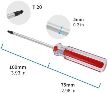 Antrader T20 5mm Magnetic Tip Plastic Grip Torx Security Screwdriver 100mm Long