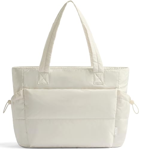 Quilted Puffer Tote Bag for Women with Zip