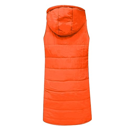 hlysgo Plus Size Womens Quilted Puffer Vest Sleeveless Hooded Winter Warm Jacket Side Zipper Hem Long Padded Outerwear4