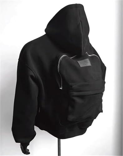 2-in-1 Backpack Hoodie for Men, Travel Hoodie with Built-in Zipper Backpack, Lightweight Streetwear Cardigan with Pockets 5