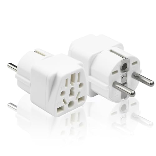 2 Piezas Adaptadores de Enchufe Internacional a España, Adaptador de Enchufe de 2500 W, 250 V, 13 A, Universal Adaptador de Enchufe de China, EE.UU. a España para Europa, Francia, Alemania, Italia