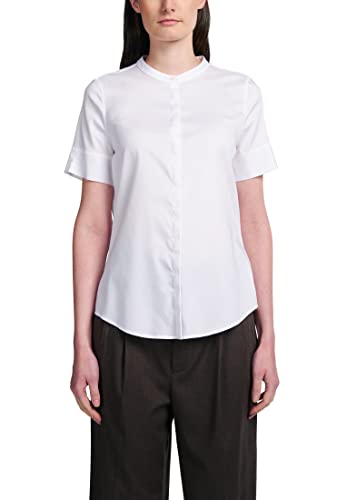 ETERNA Fitted Bluse Halbarm Performance Stehkragen Stretch weiß Größe 42