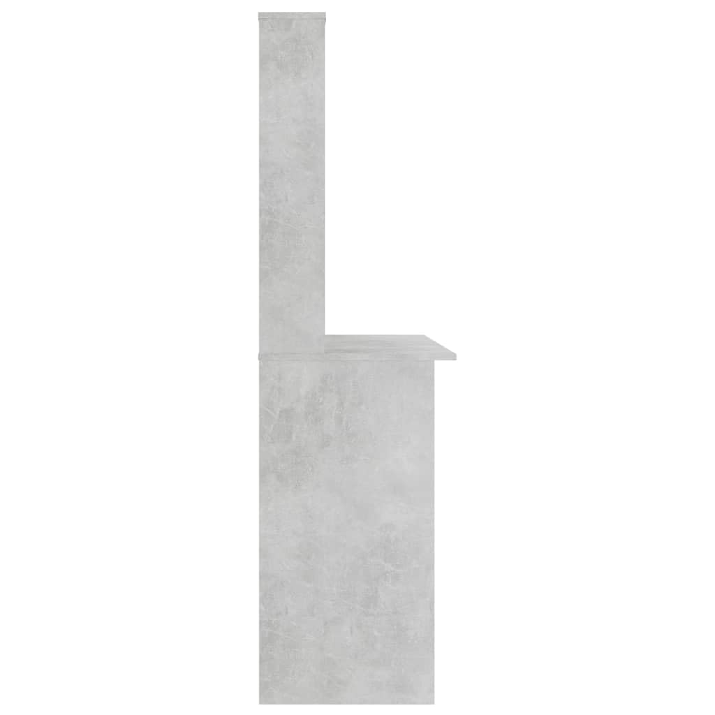 Biurko z półkami 110 x 45 x 157 cm drewno obrabiane, kolor szary betonowy