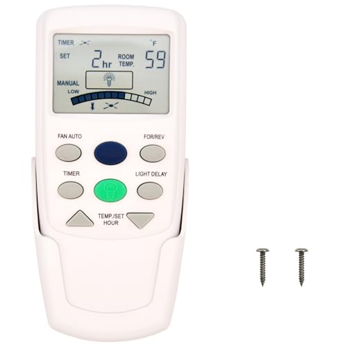 CENMING 9T Thermostatic Ceiling Fan Remote Control Replacement Remote for Hampton Bay,with Reverse Timer 3-Speed, LCD Display Temp 303.9MHz, No Light Dimmer,for L3HFAN9T FAN-9T(Remote Only)
