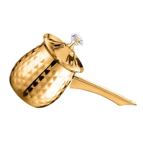 WEKADRIN Cafetera Turca de Metal Dorado Cezve para Café Árabe y Espresso Estufa con Mango Ergonómico y Vertedor Antigoteo Multifuncional para Leche y