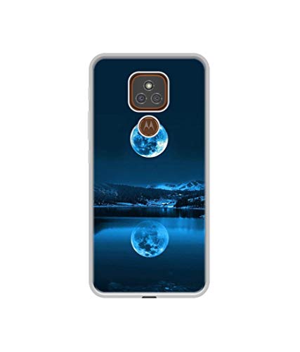 Image of Solimo Plastic Designer Moon Pattern Print Uv Printed Soft Back Case Mobile Cover for Motorola Moto E7 Plus, Multi-Coloured