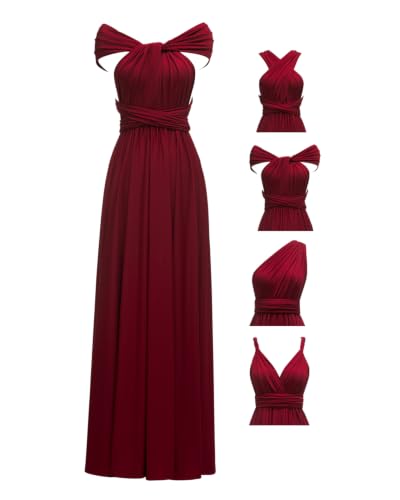 Flybridal Maxi Infinity Bridesmaid Wedding Guest Dress Burgundy