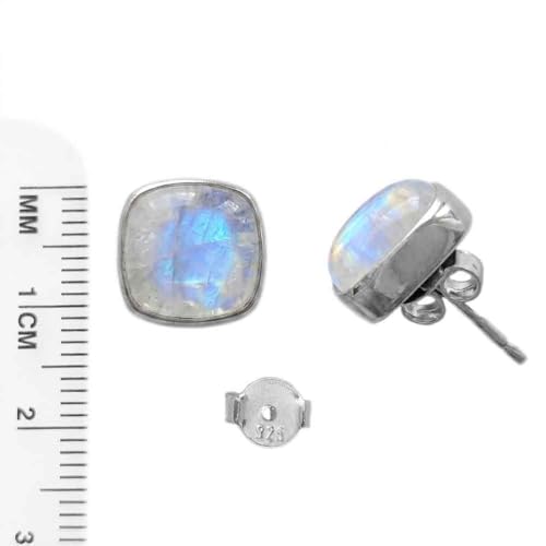 Pendientes de piedra de luna arcoíris en plata maciza llenos de magia 5