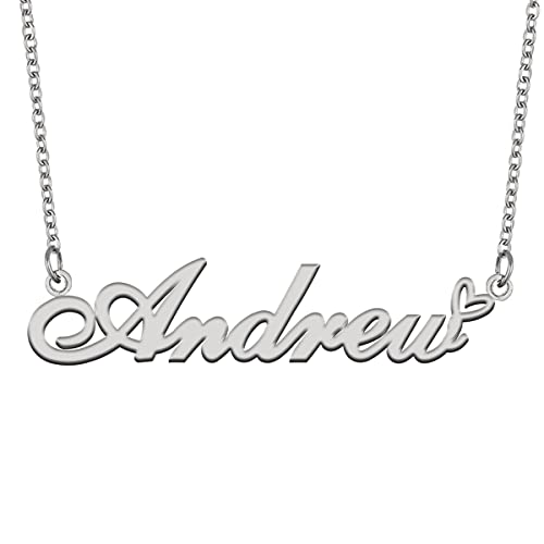 Aoloshow Love Heart Intial Name Necklace Silver Andrew Women Jewelry Bridesmaid Gift