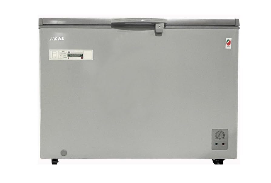 Akai 380 Liters Single Door Chest Freezer With External Condenser, Aluminium Linning, Lock & Key, Wheels For Easy Movement 112X64X86Cms CFMA-ES384R6WB