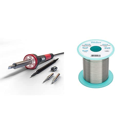 Weller WLIRK6023G 60W Soldering Iron Kit with Ergonomic Molded Pencil Grip Handle and WSW SCN M1 (T0051401399) Lead Free Solder Wire, Ø 0.8mm, Alloy Sn99.3Cu0.6Ni0.05, Flux Content 3.5%, 100g
