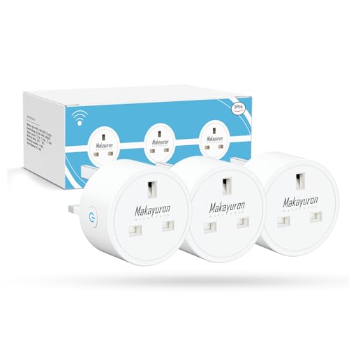 Smart Plug, Smart Outlet Plug Socket Compatible with Alexa and Google Home, WiFi Plug Socket With Remote Control & Voice Control, With Electricity Statistics Timer Function, No Hub Required (3 Pack)