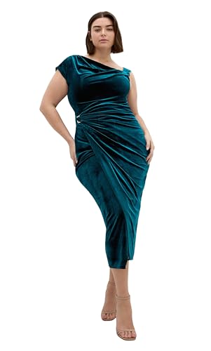 City Chic Women's Plus Size Dress-Vivi Velour Midi, Azure